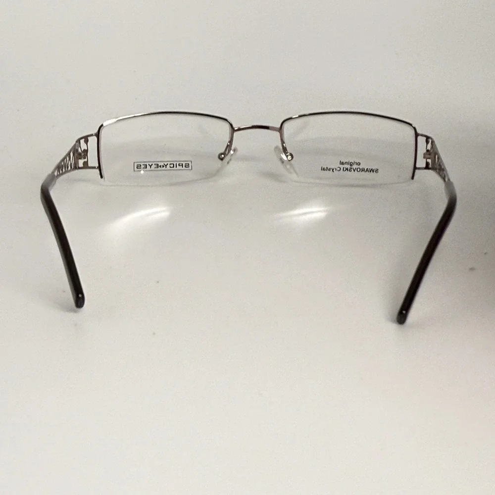 Spicy Eyes SE 530 BR Eyeglasses Frames Brown Silver Swarovski Crystal 48-17